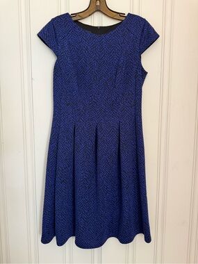 Alyx Blue Patterned Cap-Sleeve Midi Dress